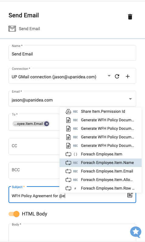 Send email via Gmail